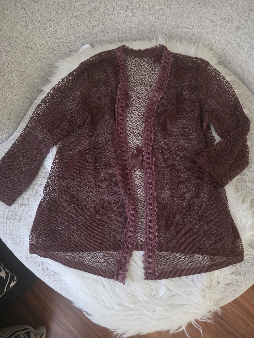 Open-Front Lace Blazer - Plum